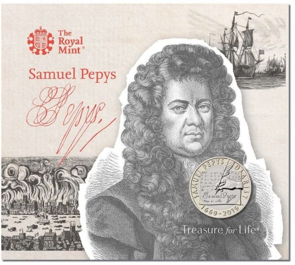 2019 £2 Samuel Pepy's Last Diary Entry Brilliant Unc Coin