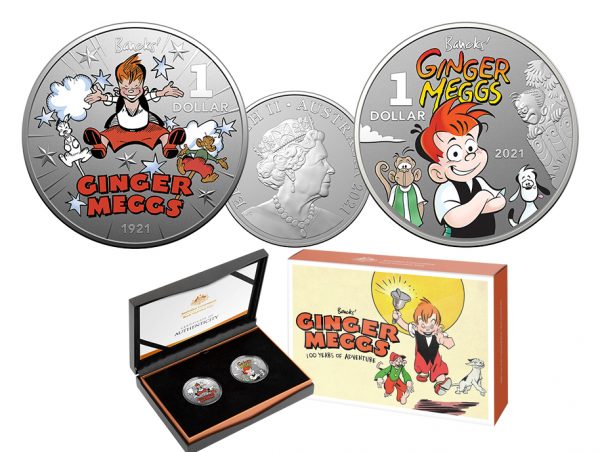 2021 $1 Centenary of Ginger Meggs 1/2oz Silver Frosted 2 Coin Set