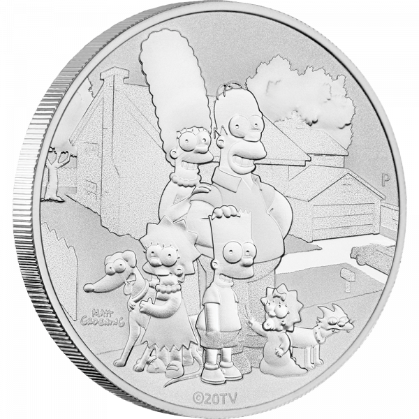 2021 $1 The Simpsons Family 1oz Silver Frosted Coin Only 2,500 - Image 2