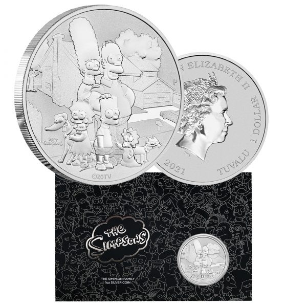 2021 $1 The Simpsons Family 1oz Silver Frosted Coin Only 2,500