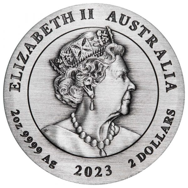 2023 Year of the Rabbit 2oz Silver Antiqued Coin - Image 3