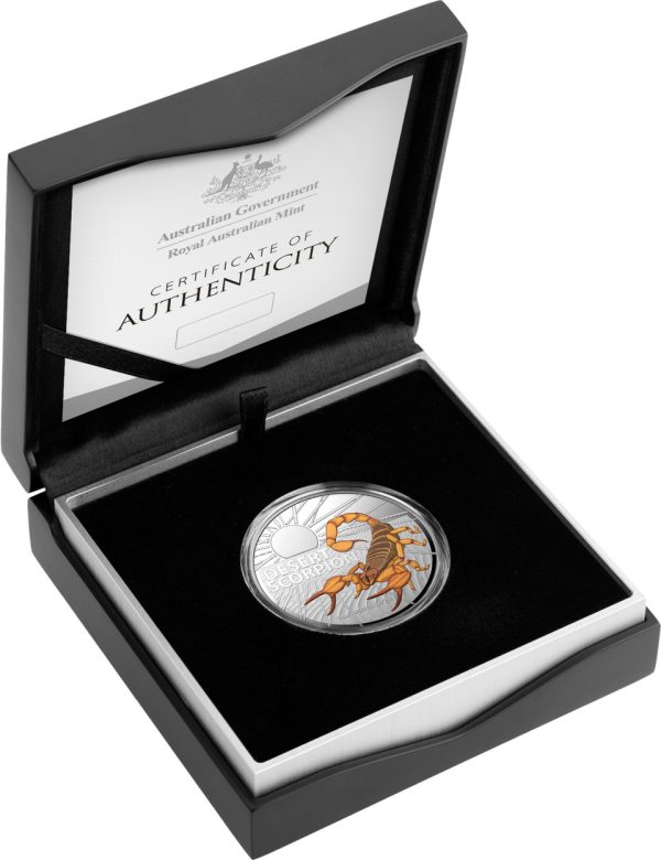 2023 $5 1 oz Coloured Fine Silver Proof Coin - Australia's Most Dangerous Desert Scorpion - Image 3