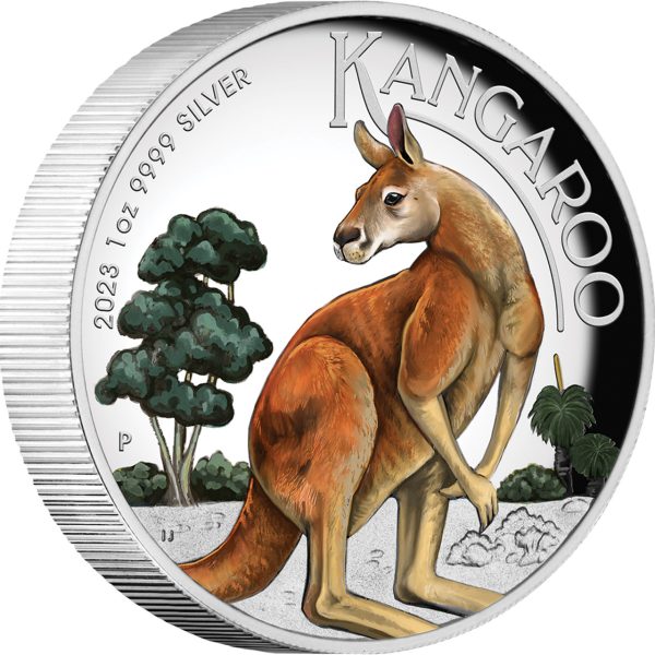 2023 Australian Kangaroo 1oz Silver Proof High Relief Coloured Coin