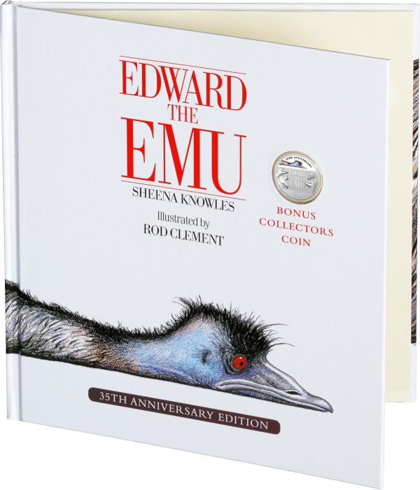 2023 20 cent 35th Anniversary of Edward the Emu Coloured CuNi UNC Coin in BOOK