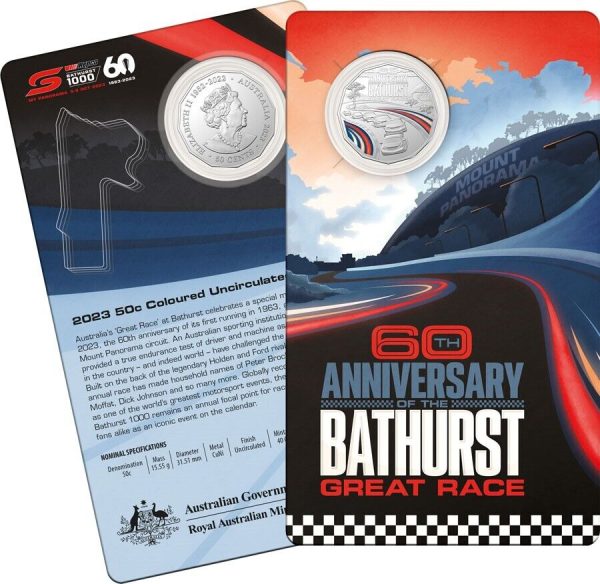 2023 50c Coloured Uncirculated Coin - 60th Anniversary of the Bathurst 1000